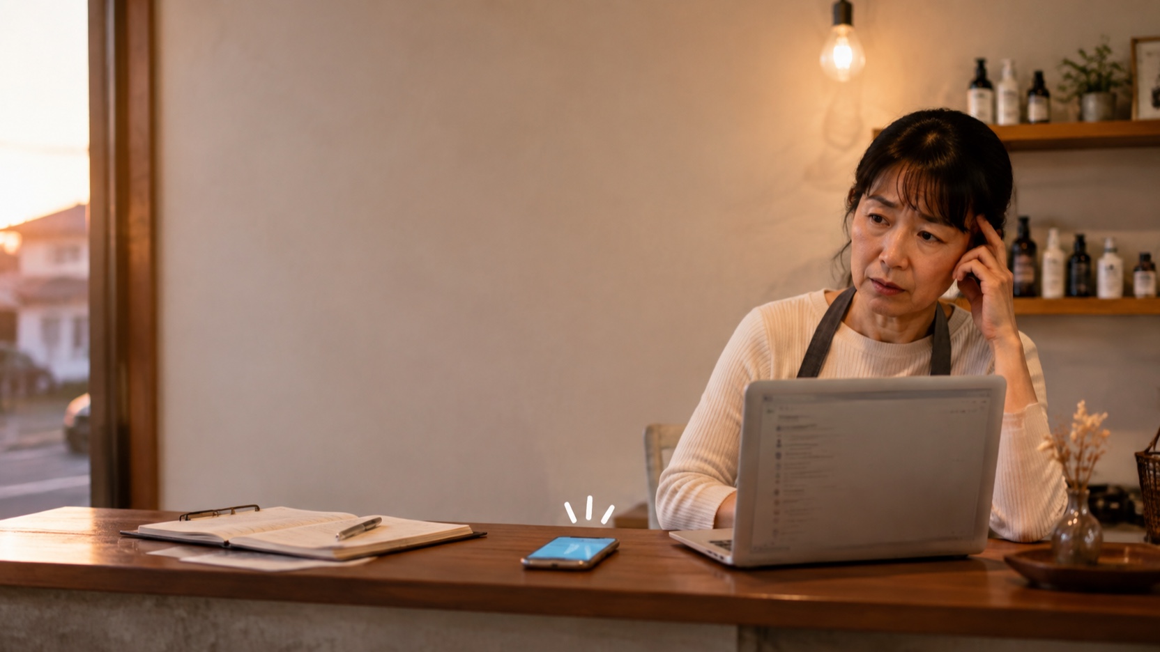 施術中に受付の電話が鳴っている店舗の様子